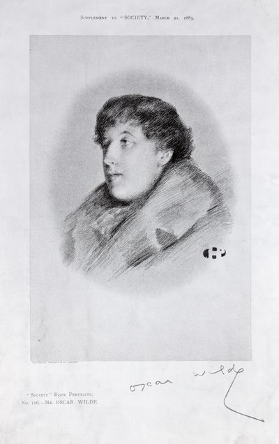 Oscar Wilde (1854-1900) ett Bijou-porträtt, från Society av English School