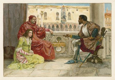 Othello pratar med Desdemona och hennes pappa av English School