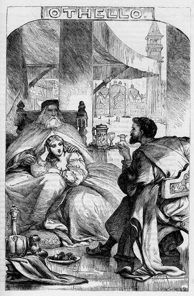 Othello, the Moor of Venice - Illustration i "" Completes av William Shakespeare"" 1866 - Illustrationerna och den allmänna formen för denna utgåva är lånade från Cassells illustrerade Shakespeare, publicerad i London av English School
