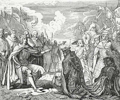 Ottokar II av Böhmen hyllar Rudolf I, kung av Tyskland 1276, 1882 av English School