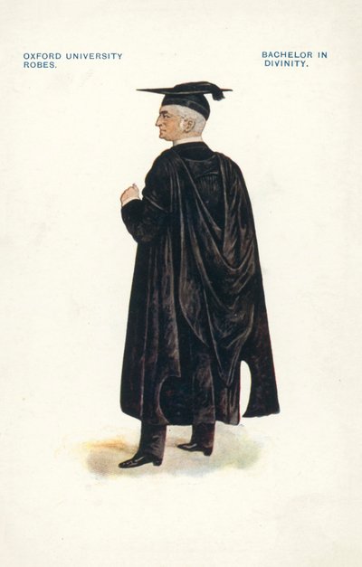 Oxford University Robes: Bachelor in Divinity (färglitografi) av English School