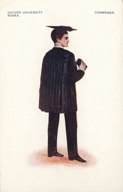 Oxford University dräkter - Commoner (färg litho) av English School