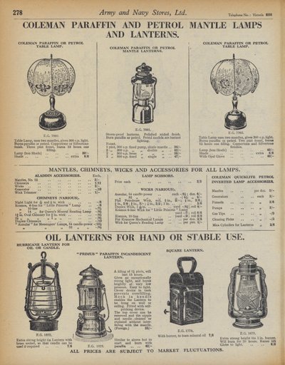 Sida från Army and Navy Stores Catalogue av English School