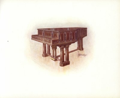 Sida från Steinway & Sons Art Catalog (färg litho) av English School