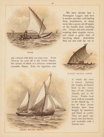 Sida ur The Boats of the World, slutet av 1800-talet (färglitografi) av English School