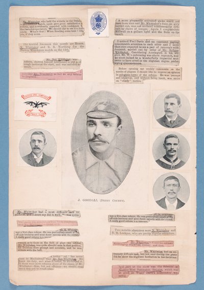 Sida från en klippbok sammanställd av Nat Whittaker under säsongen 1895-96 av English School