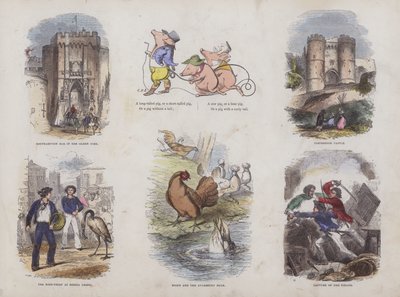 Sida från den attraktiva bilderboken (färgad gravyr) av English School