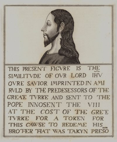 Målning av Jesus Kristus på ek (gravyr) av English School