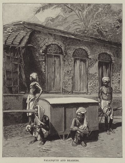 Palanquin och bärare (gravyr) av English School