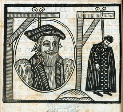 Broschyr som tillkännager avrättningen av John Atherton och hans älskare John Childe för buggeri av English School