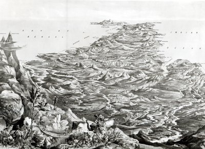Panoramautsikt över Indien från Himalayabergen, designad av T. Packer, 1857 av English School