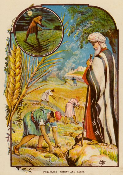 Liknelser, vete och ogräs (färg litho) av English School