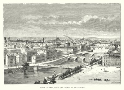 Paris, sett från kyrkan St Gervais (gravyr) av English School