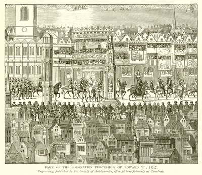 Del av Edward VI:s kröningprocession, 1547 av English School