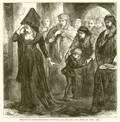 Avsked mellan drottning Elizabeth Wydville och hennes son, hertigen av York, 1483 av English School