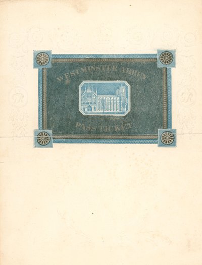 Passbiljett till Westminster Abbey för kröningen av kung George IV, 17 juli 1821 av English School