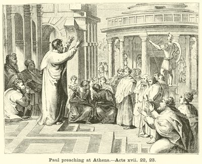 Paulus predikar i Aten, Apostlagärningarna, xvii, 22, 23 av English School