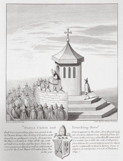 Pauls Cross and Preaching there, 1809 av English School