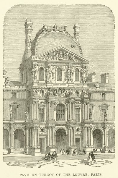 Paviljong Turgot i Louvren, Paris (gravyr) av English School
