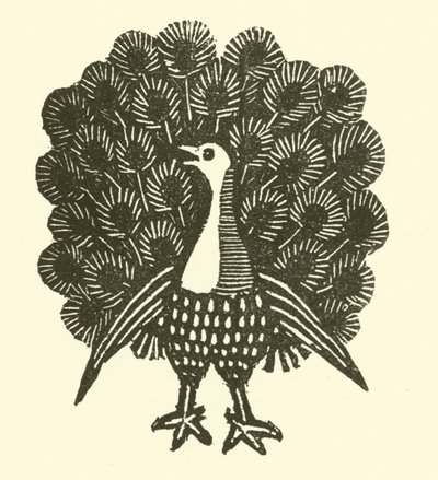 Påfågel (träsnitt) av English School