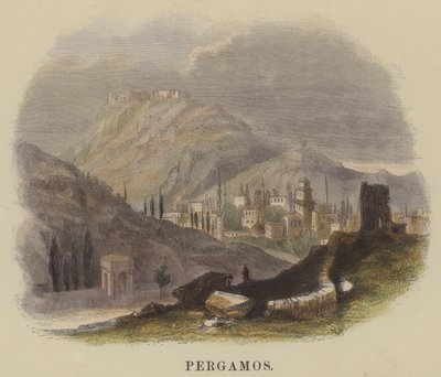 Pergamos (färgad gravyr) av English School