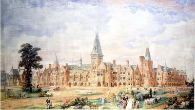 Perspektivdesign för en skola eller högskola, c.1865 av English School