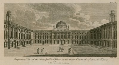 Perspektivvy av de nya offentliga kontoren i innergården i Somerset House av English School