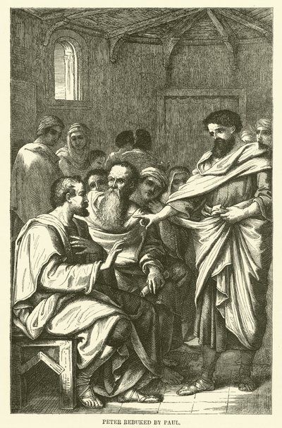 Petrus tillrättavisad av Paulus (gravyr) av English School
