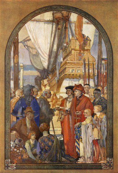 Philipp von Burgund überreicht eine Urkunde an die Merchant Adventurers von English School