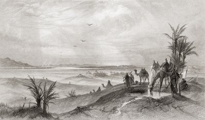 Pi Hahiroth och Röda havet, där israeliterna slog läger under utvandringen från Egypten, ur "The Imperial Bible Dictionary", publ. 1889 (tryck) av English School