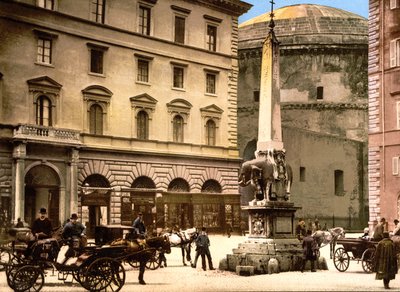 Piazza di Minerva, Rom (handfärgat foto) av English School