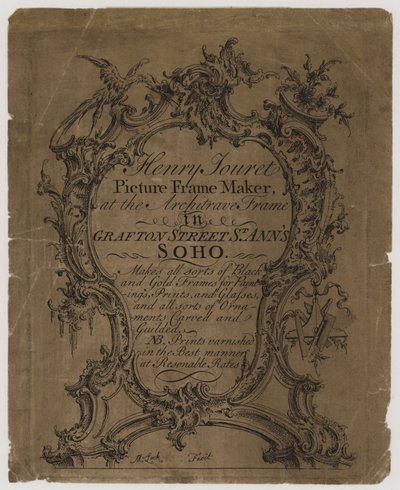Picture Frame Maker, Henry Jouret, handelskort av English School