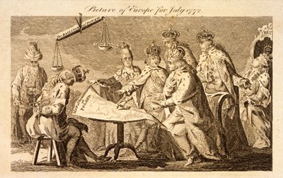 Bild av Europa för juli 1772, c.1772 (gravering) av English School