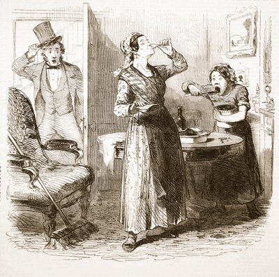 Pittoreska Sketches of London: The Lodging House, från The Illustrated London News, 1849 av English School