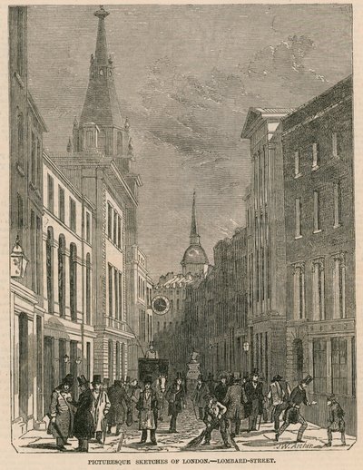 Pittoreska skisser av London - Lombard Street av English School