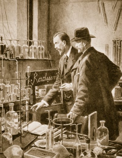 Pierre Curie chattar med Sir William Ramsay av English School