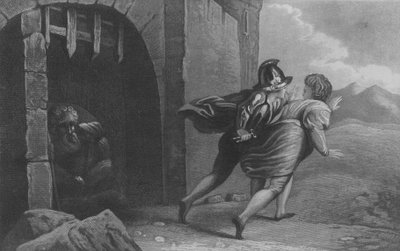 Pilgrimer på flykt från slottet Doubting (gravyr) av English School