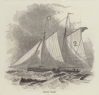Pilotbåt (gravyr) av English School
