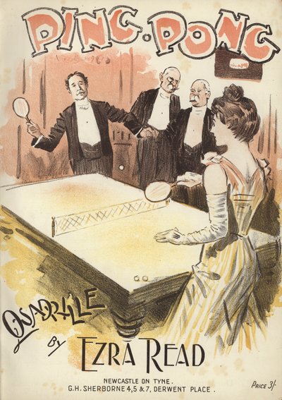 Ping Pong, quadrille av Ezra Read (färg litho) av English School