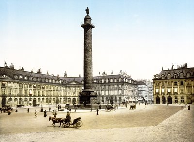 Place de la Colonne Vendome, Paris (handfärgat foto) av English School