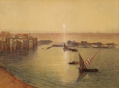 Platser som nämns i Bibeln: Sidon, Södra sidan och antika hamnen (chromolitho) av English School