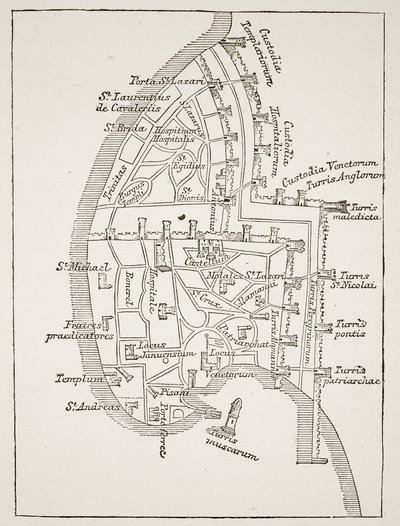 Plan över Acre på 1200-talet av English School