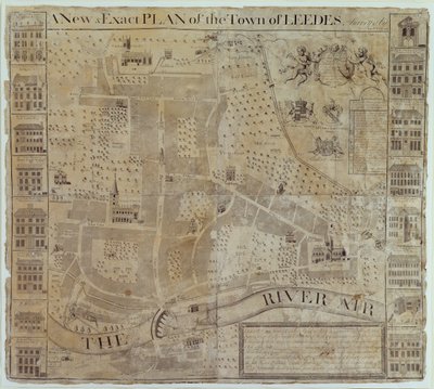 Plan av Leeds, undersökt av John Cossins, c.1730 av English School