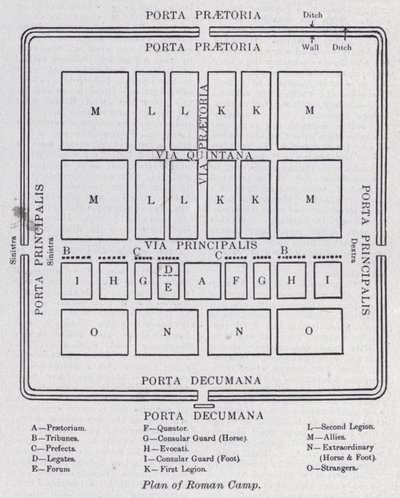 Plan över det romerska lägret (litho) av English School