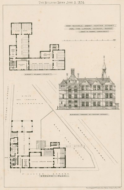 Plan för nya skolor, Great Hunter Street Schools, Old Kent Road av English School