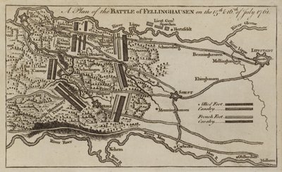 Plan för slaget vid Villinghausen, Tyskland, sjuåriga kriget, 15-16 juli 1761 av English School