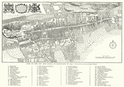 Plan över staden och slottet i Edinburgh 1742 (gravyr) av English School