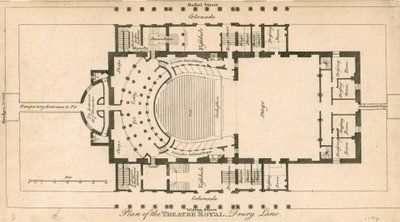 Plan av Theatre Royal, Drury Lane, London av English School