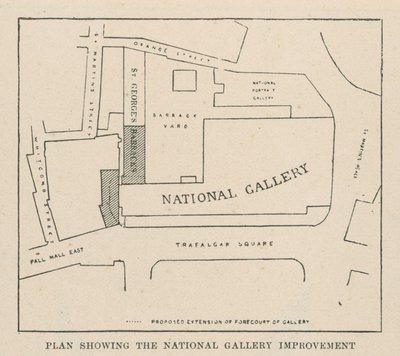 Plan som visar förbättringen av Nationalgalleriet av English School