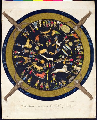 Planisphere hämtad från Temple of Tentyra, graverad av J. Chapman, publicerad av J. Wilkes 1804 av English School